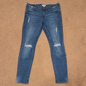 Forever 21 Blue Distressed Skinny Jeans